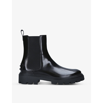 Tod's Gomma Pesante Glossed-leather Chelsea Boots In Black