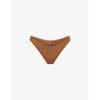 Skims Womens Almond Tanga Mid-rise Recycled Stretch-nylon Bikini Bottoms