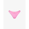 Skims Womens Light Pink Tanga Mid-rise Recycled Stretch-nylon Bikini Bottoms