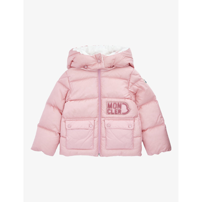 Moncler Babies'  Pink Abbaye Hooded Shell-down Jacket 3 Months-3 Years