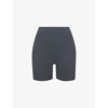 Skims Womens Gunmetal Mid-rise Recycled Stretch-nylon Swim Shorts