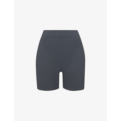 Skims Womens Gunmetal Mid-rise Recycled Stretch-nylon Swim Shorts In Gunmetal