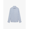 REISS REISS MEN'S SOFT BLUE HERRI RUBAN STRIPED REGULAR-FIT LINEN SHIRT,67801672