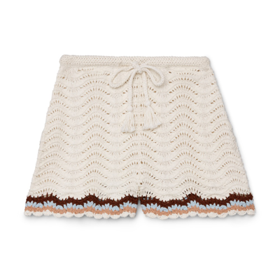 Cara Cara Aicha Drawstring Crochet Shorts In Natural Crochet