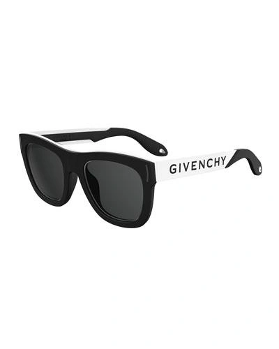 Givenchy Gv7016 Square Sunglasses, 52mm In Black/white/gray Blue Solid