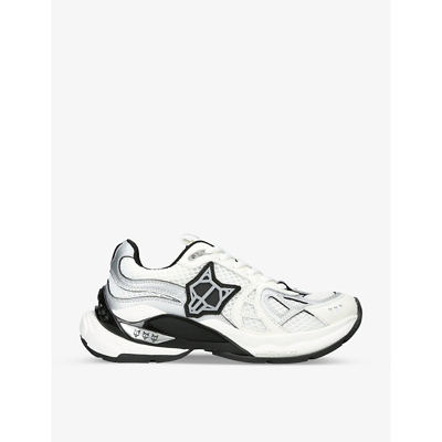 Naked Wolfe Womens White Smash Logo-embossed Leather And Mesh Low-top Trainers In White Multi