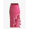 Ph5 Womens Queen Burgundy Rago Asymmetric-hem Recycled Viscose-blend Midi Skirt