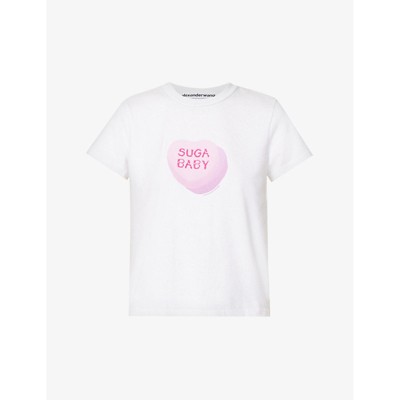 Alexander Wang Suga Baby Shrunken Tee In Compact Jersey In White