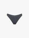 Skims Womens Gunmetal Tanga Mid-rise Recycled Stretch-nylon Bikini Bottoms
