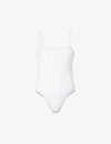 Cou Cou Intimates Womens 001 White The Bodysuit Pointelle-pattern Organic-cotton Body In 001 White