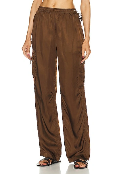 Helmut Lang Satin Pull-on Cargo Pants In Cigar