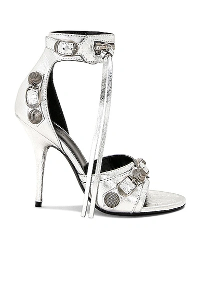 Balenciaga 110mm Cagole Leather Sandals In Optic White