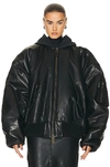 Balenciaga Oversized Leather Bomber Jacket In Black