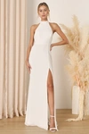 Lulus Captured Your Heart White Halter Maxi Dress In White