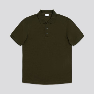 Asket The Pique Polo Dark Olive In Green