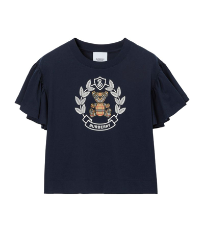 Burberry Kids' Thomas Bear Print Cotton T-shirt In Deep Charcoal Blue