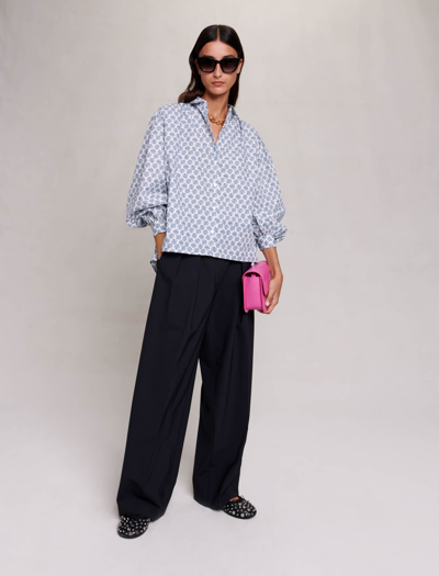 Maje Size Large In Clover Monogram Ecru/blue /