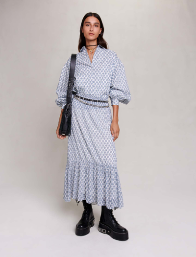 Maje Size Large In Clover Monogram Ecru/blue /