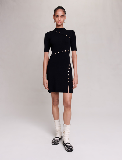 Maje Dress In Ribbed Knit For Fall/winter In Black