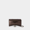 BALENCIAGA HOURGLASS WALLET ON CHAIN - BALENCIAGA - LEATHER - DARK BRONZE