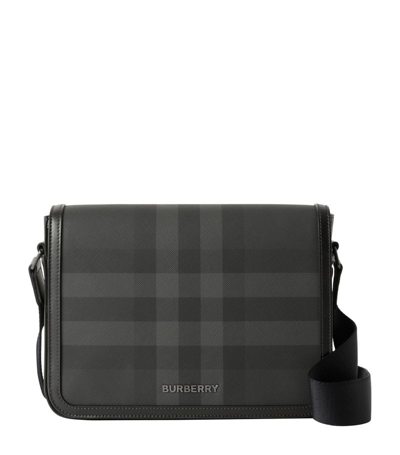 Burberry Check Alfred Messenger Bag In Black