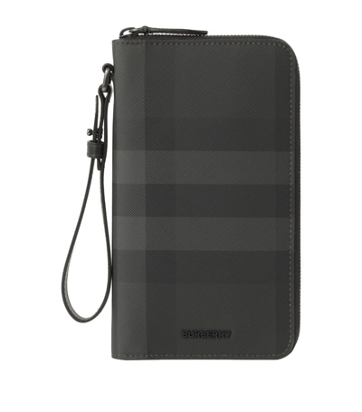 Burberry London Check Print Travel Wallet In Black