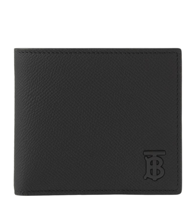 Burberry Grainy Leather Tb Bifold Coin Wallet In Black