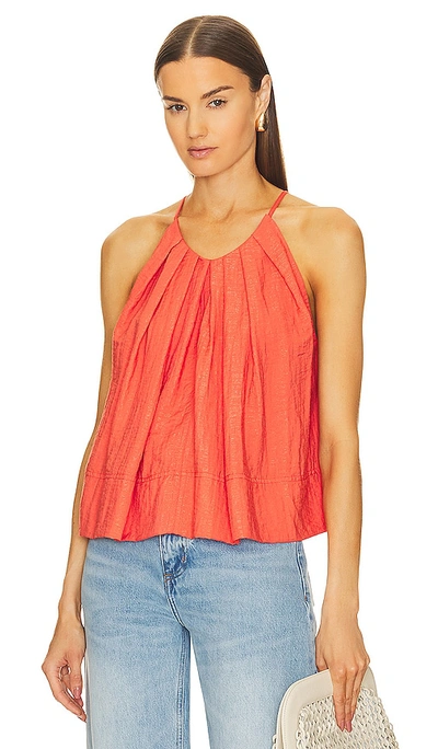 A.l.c Caroline Pleated Scoop-neck Top In Spiced Coral