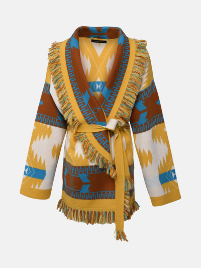 Alanui Icon Yellow Wool Cardigan In Multi