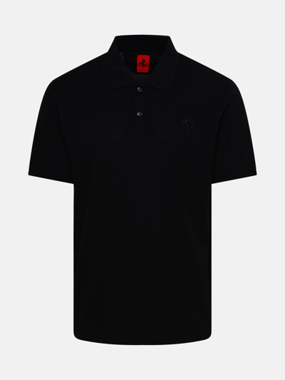 FERRARI POLO SHIRT IN BLACK COTTON