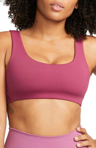 Nike Women's Alate All U Light-support Lightly Lined U-neck Sports Bra In Rosewood/ White