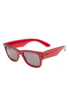 Ray Ban Mega Wayfarer 51mm Square Sunglasses In Transparent Red