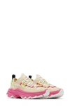 Sorel Kinetic Breakthru Tech Colorblock Sneakers In Bleached Ceramic/fuchsia Fizz