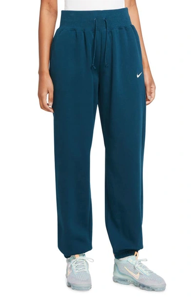 Nike Sportswear Phoenix High Waist Fleece Sweatpants In Valerian Blue/ Sail