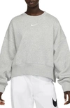 Nike Phoenix Fleece Crewneck Sweatshirt In Dk Grey Heather/ Sail