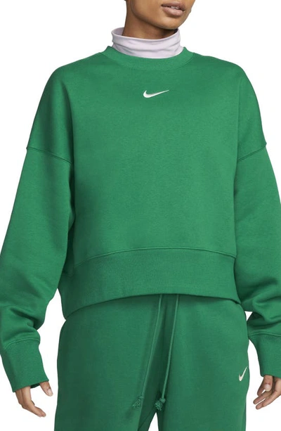 Nike Phoenix Fleece Crewneck Sweatshirt In Malachite/ Sail