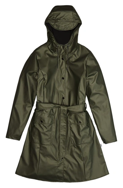 Rains Curve Waterproof Jacket In Evergreen