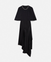 Stella Mccartney Pearl Embroidery Double Satin Midi Dress In Black