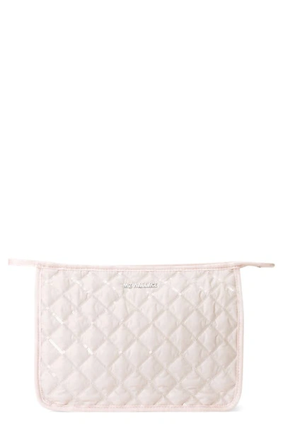 Mz Wallace Metro Sequins Quilted Clutch Bag In Rose Sequin