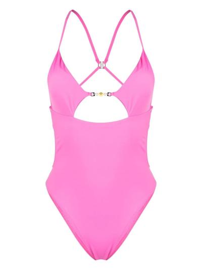 Barrow Cut-out One-piece Swimsuit In ピンク