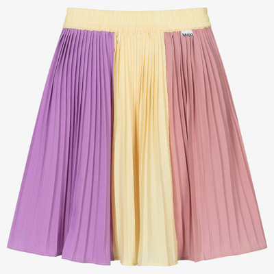 Molo Kids' Bess Colour-block Pleated Skirt In Pale Sun