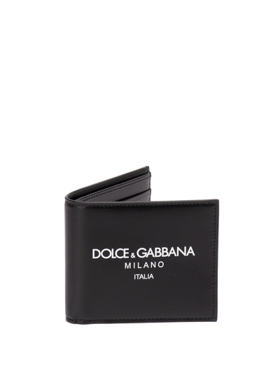 Dolce & Gabbana Bi-fold Wallet With Logo In Black  