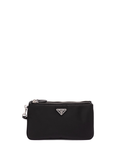 Prada Dividable `re-nylon` Pouches In Black  