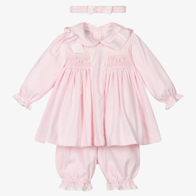 Pretty Originals Babies' Girls Pink Smocked Dress Set