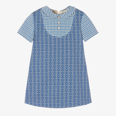 Gucci Babies' Girls Blue Jacquard Logo Dress