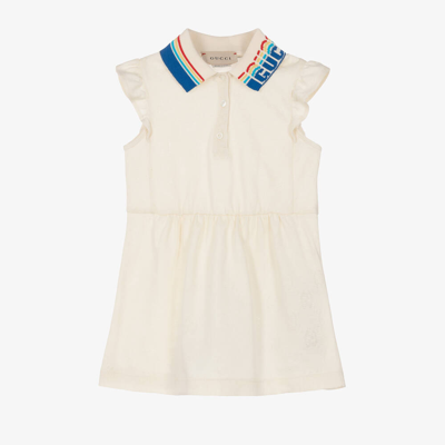 Gucci Baby Gg Jacquard Cotton Dress In White/mix