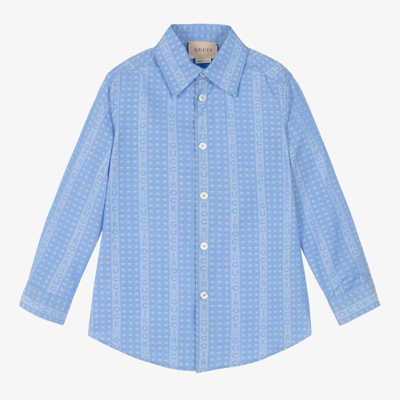 Gucci Kids' Boys Blue Cotton Star Logo Shirt