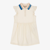 GUCCI GIRLS IVORY COTTON JACQUARD DRESS