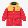 GUCCI TEEN BOYS RED & YELLOW HOODED PUFFER COAT