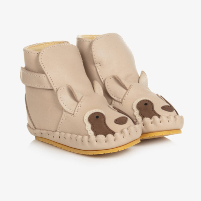 Donsje Babies' Beige Leather Raccoon Boots